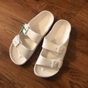 White knock off birk sandals. Light weight a little squishy